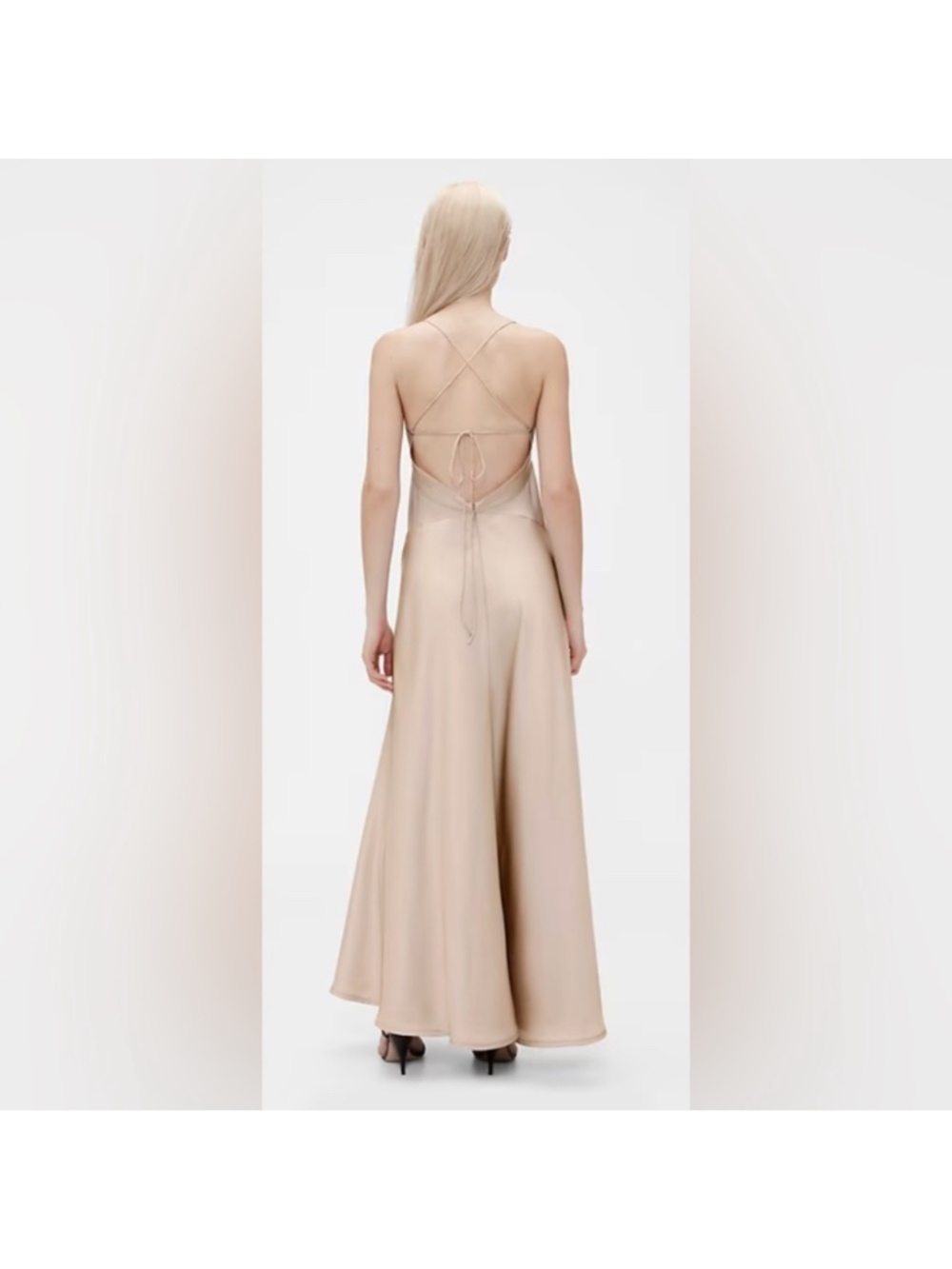 Satin Slip Dress/ Champagne - Picture 6 of 8